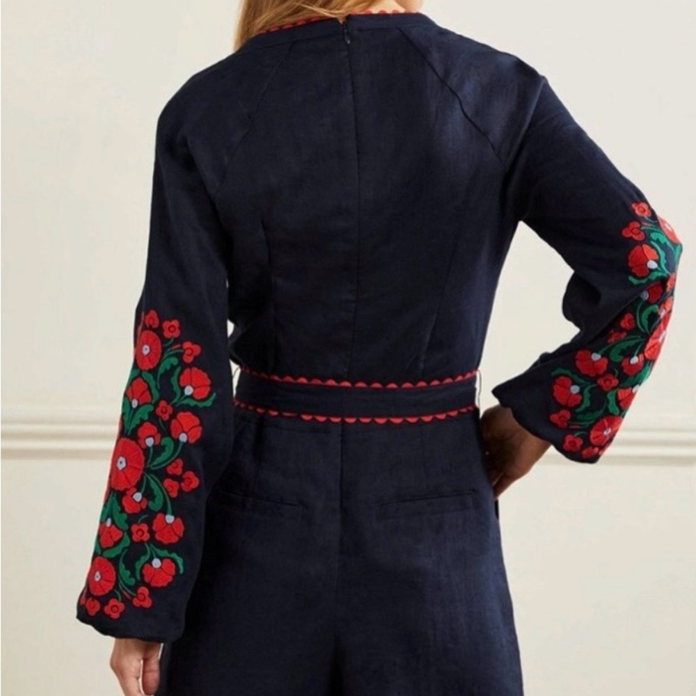 Boden Dark Blue Romper with Vibrant Red Accents - Picture 3 of 9
